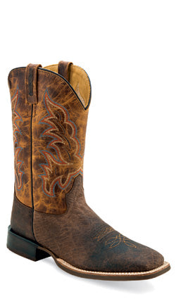 Old West Men's Broad Toe Brown Western Boot