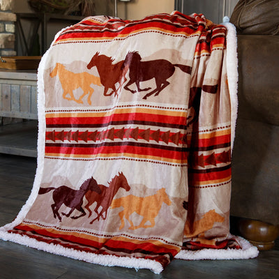 Wrangler Running Horse Country Sherpa Throw