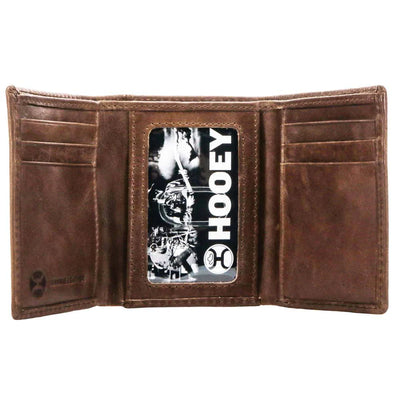 Hooey Men's Classic Smooth Brown Tri-fold Wallet