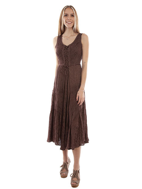 Scully Women's Sleeveless Lace-Up Front Dress - Chocolate