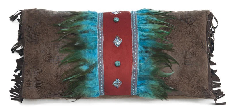 Carsten's Turquoise Feather & Diamonds Pillow