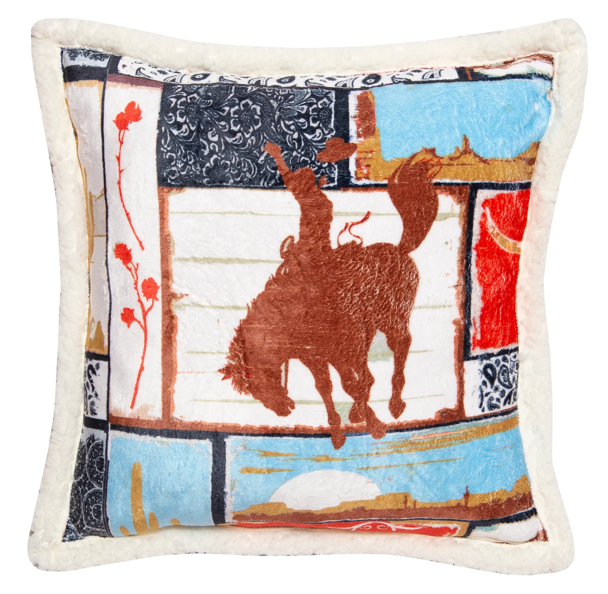 Carsten's Wrangler Vintage Western Plush Sherpa Pillow