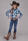 Roper Girl's Blue & White Plaid Shirt