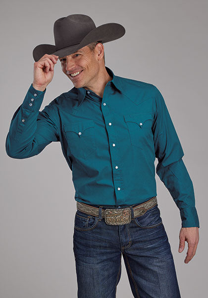 Roper Men's Solid Poplin Western Shirt