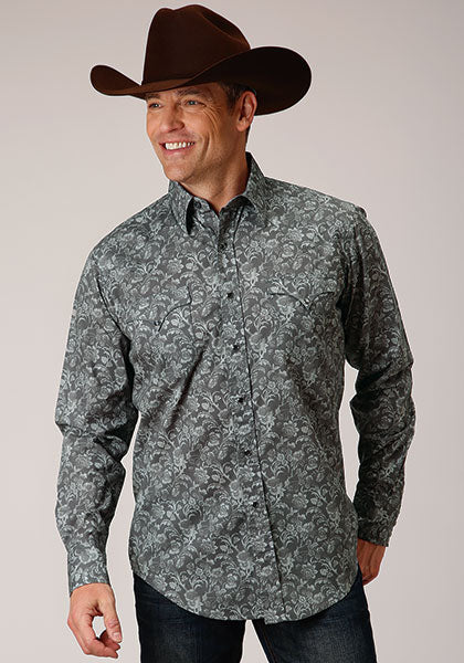 Roper Men's Silver Vine Print Western Shirt