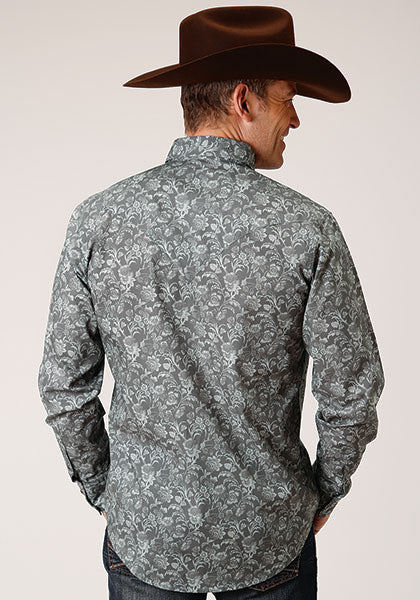 Roper Men's Silver Vine Print Western Shirt Roper Men's Silver Vine Print Western Shirt