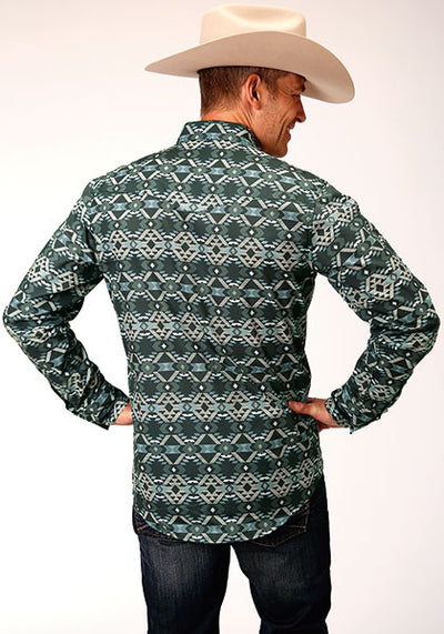 Roper Men's Slate Aztec Print Shirt