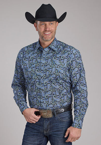 Roper Men's Cobalt Blue Paisley Western Shirt