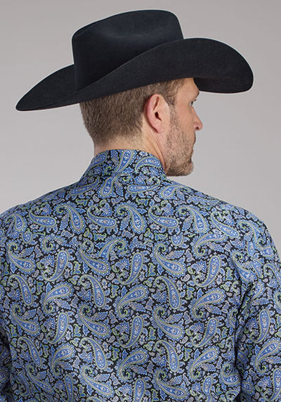 Roper Men's Cobalt Blue Paisley Western Shirt