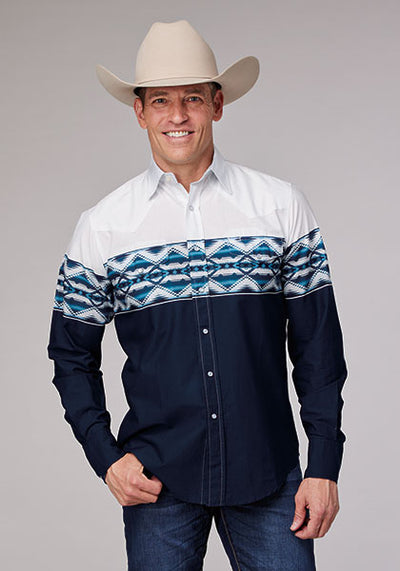 Roper Men's Aztec Border Western Shirt