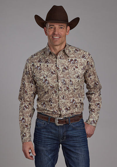 Roper Men's Brushstroke Cowboy Print Western Shirt