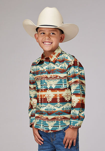 Karman Boy's Horizontal Aztec Serape Shirt