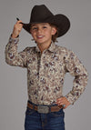 Roper Boy's Brushstroke Cowboy Print Shirt