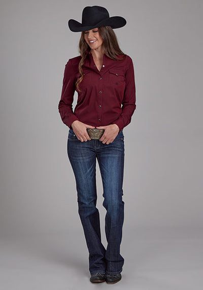 Roper Women's Solid Red Poplin Shirt