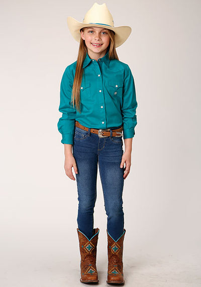 Roper Girl's Solid Poplin Top