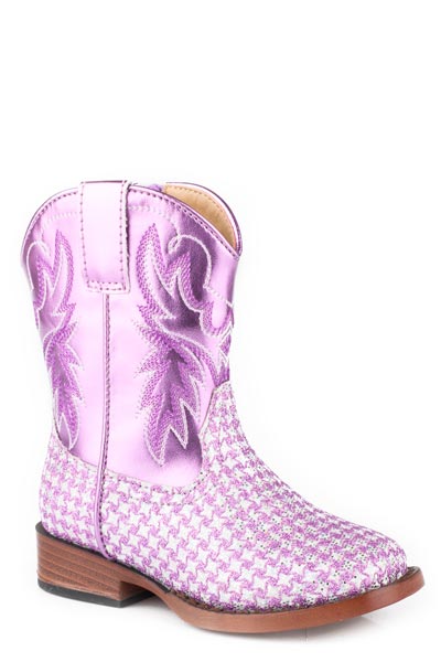 Roper Toddlers Checkered Glitter Western Boot