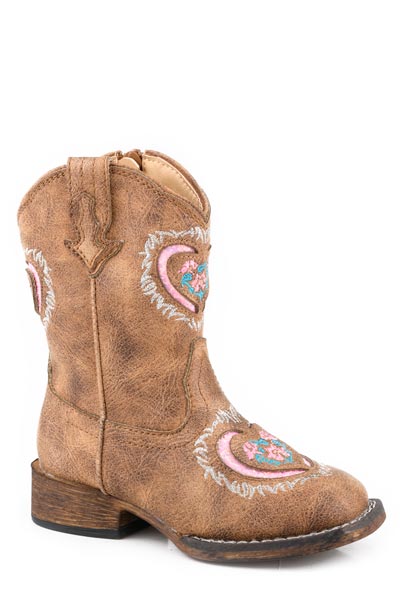 Roper Toddler's Pink Glitter Heart Underlay Western Boot