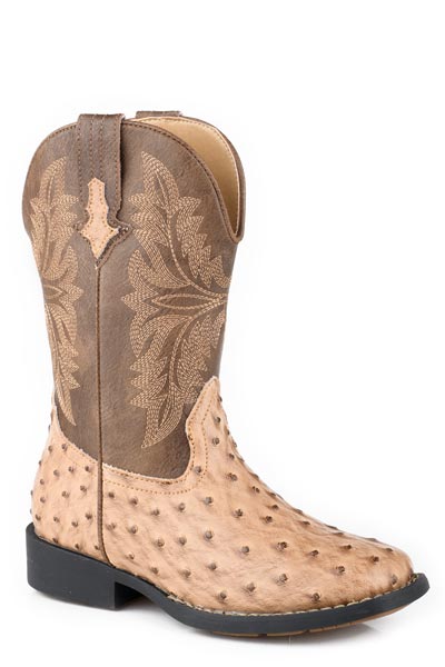 Roper Little Kid's Faux Leather Ostrich Vamp Boot