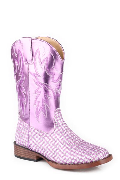 Roper Little Kids Checkered Glitter Western Boot