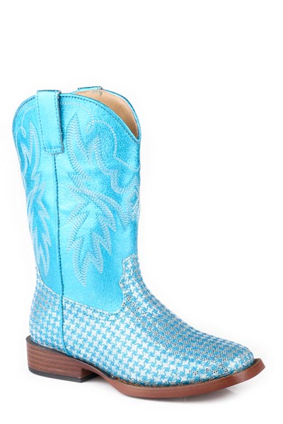 Roper Little Kid's Blue Checkered Glitter Western Boot