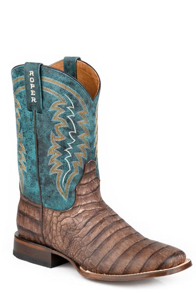 Roper Men's Vintage Brown Embossed Caiman Western Boot