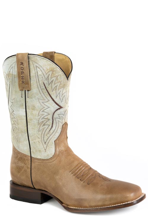 Roper Men's Waxy Cream Leather Shaft Western Boot Roper Men's Waxy Cream Leather Shaft Western Boot