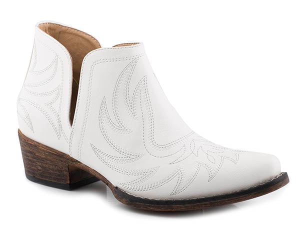 Roper Women's White Faux Leather Ankle Boot Centerville Western