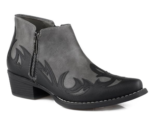 Roper Women's Grey with Black Overlay Ankle Boot