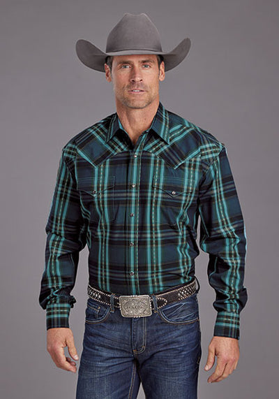 Stetson Men's Lake Dobby Plaid Shirt