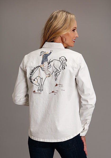 Wrangler Women's Bucking Bronco Old West Snap Western Shirt