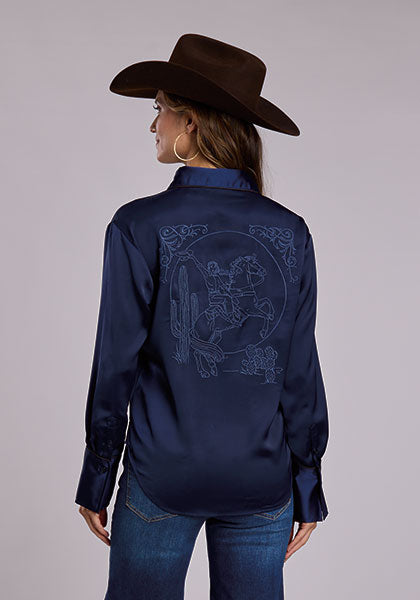 Stetson Women's Poly Satin Embroidered Blouse