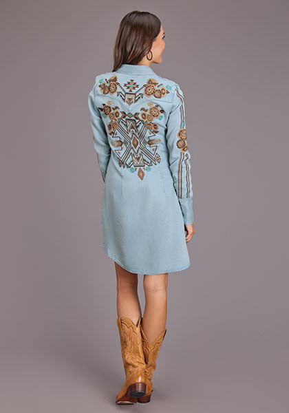 Stetson Women's Allover Embroidered Denim Dress