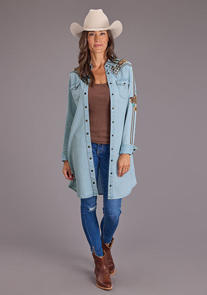 Stetson Women's Allover Embroidered Denim Dress