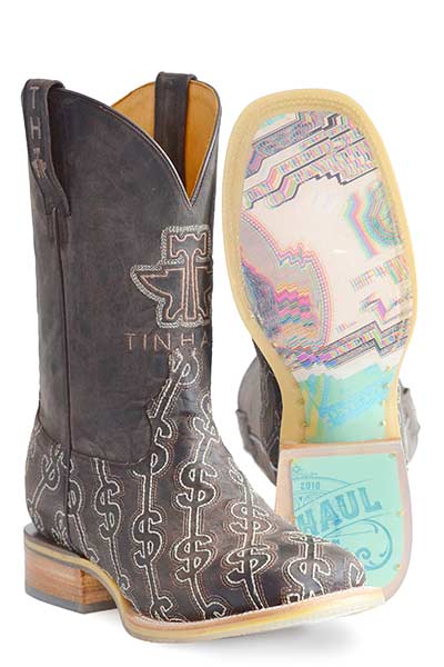 Tin Haul Men's Gunmetal Check Western Boots