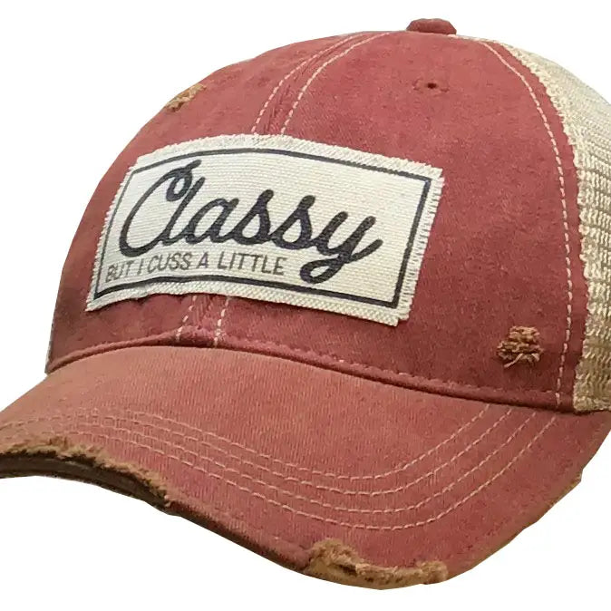 Vintage Life "Classy But I Cuss A Little" Distressed Trucker Cap