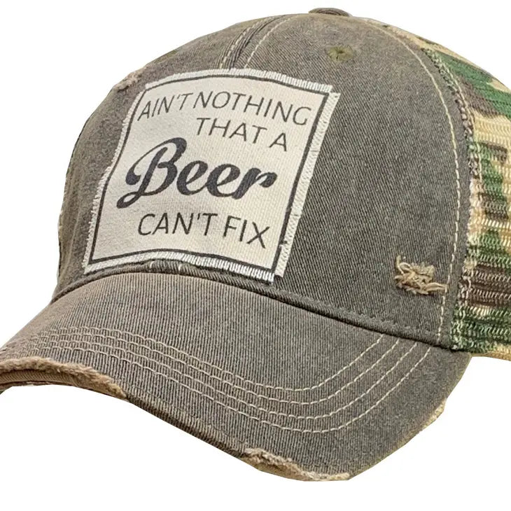 Vintage Life "Ain't Nothing A Beer Can't Fix" Distressed Trucker Cap