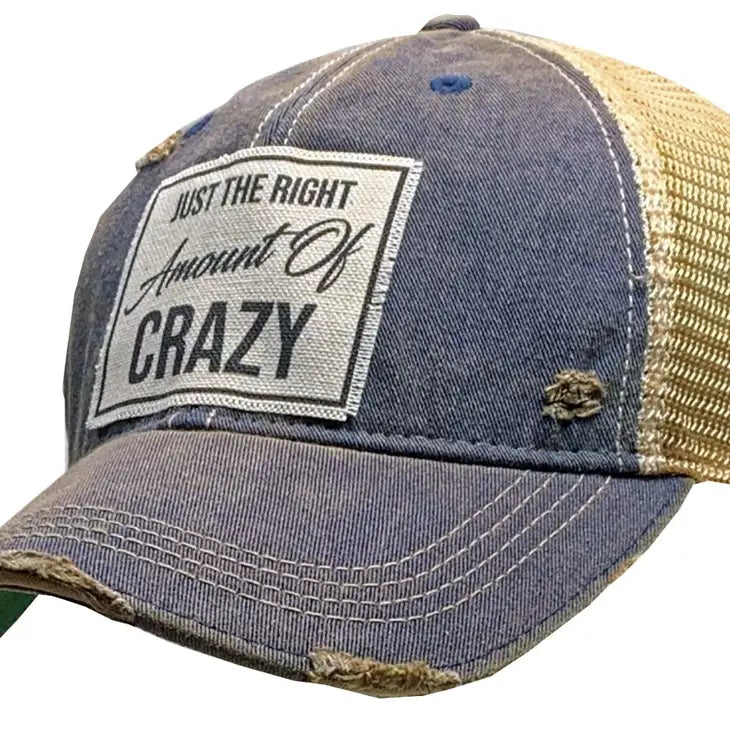 Vintage Life "Just The Right Amount Of Crazy" Distressed Trucker Cap