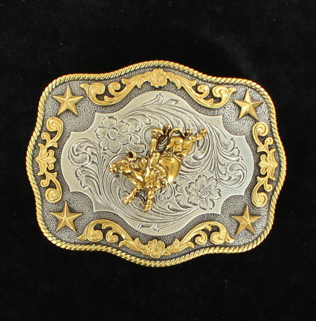 Nocona Men's Antique Silver/Antique Gold Bullrider Buckle