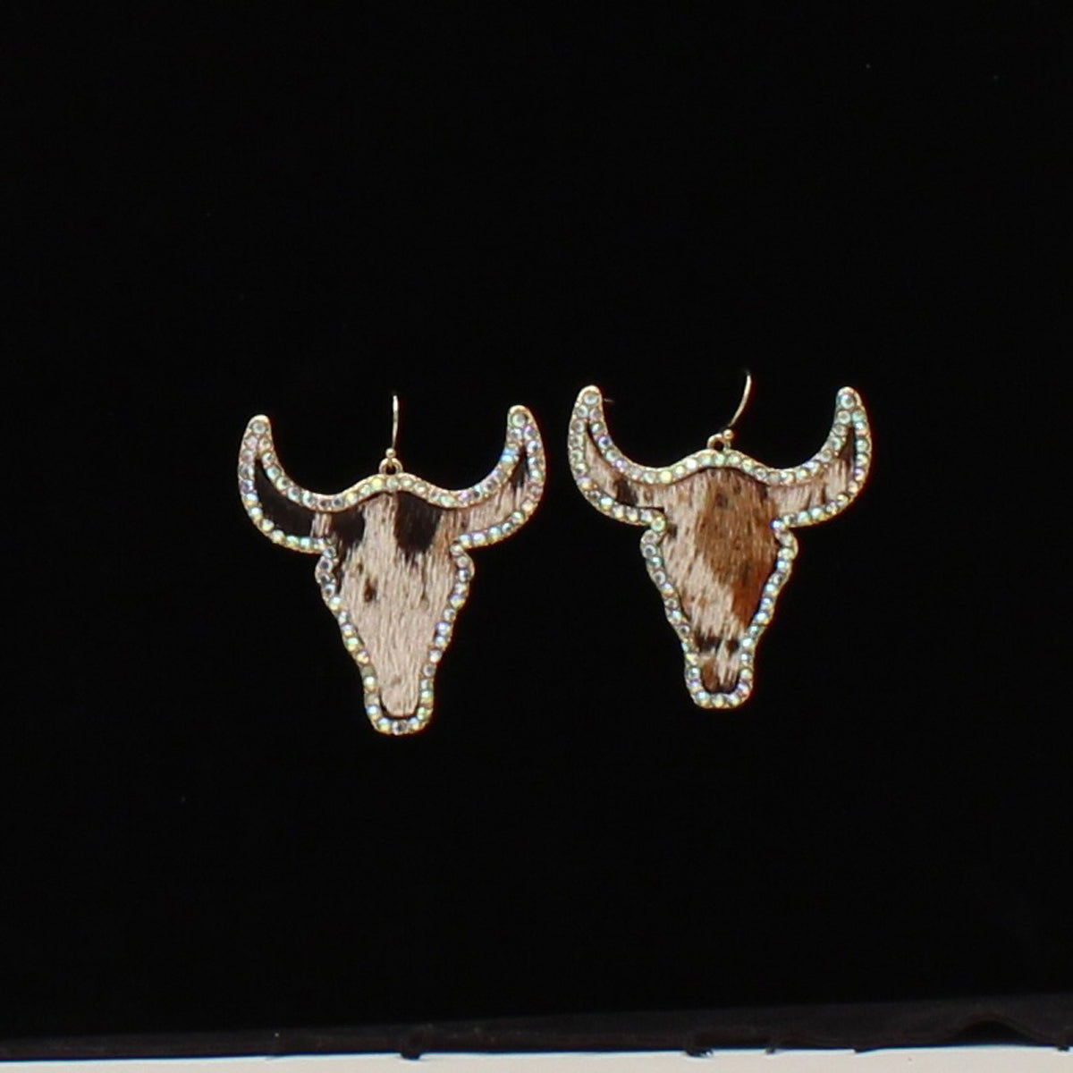 Silver Strike Calf Hair Cow Shaped Earrings