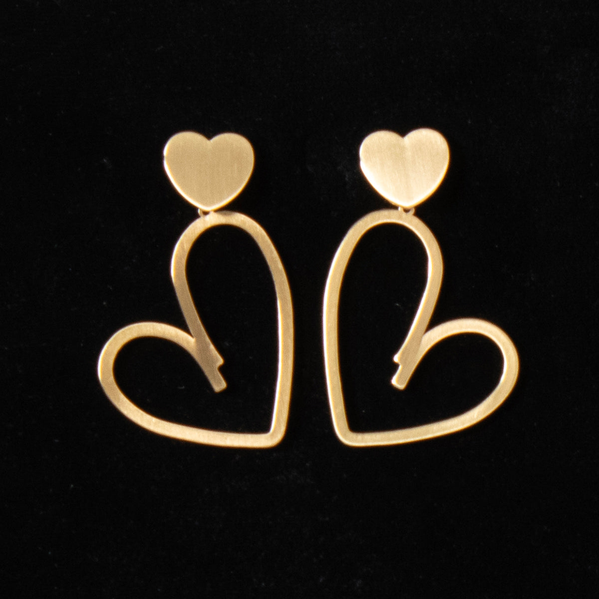 Silver Strike Women's Gold Heart Dangle Earrings