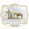 Montana Silversmiths Scalloped Buckle with Christian Cowboy