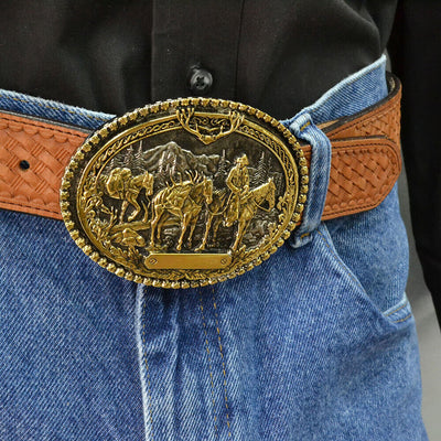 Montana Silversmiths Pack Horse & Rider Buckle