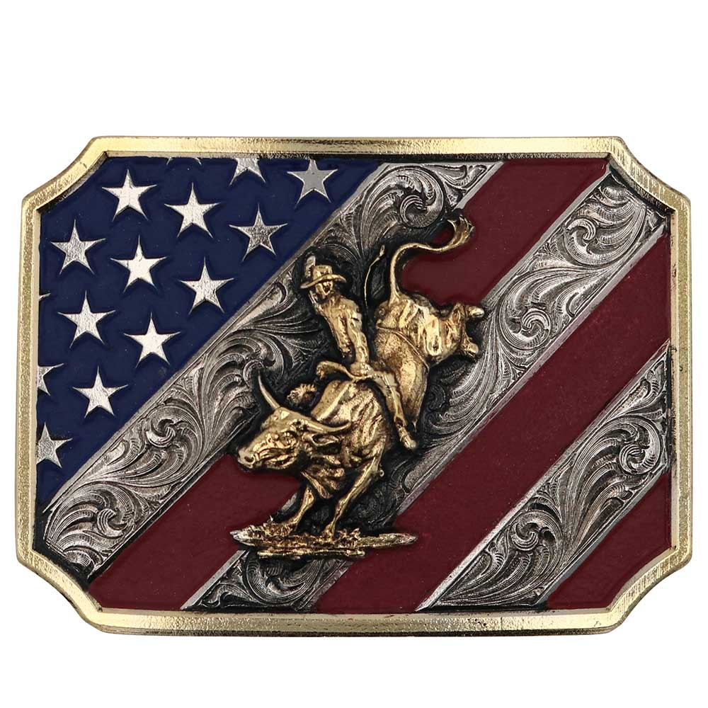 Montana Silversmiths Patriot Bull Rider Buckle
