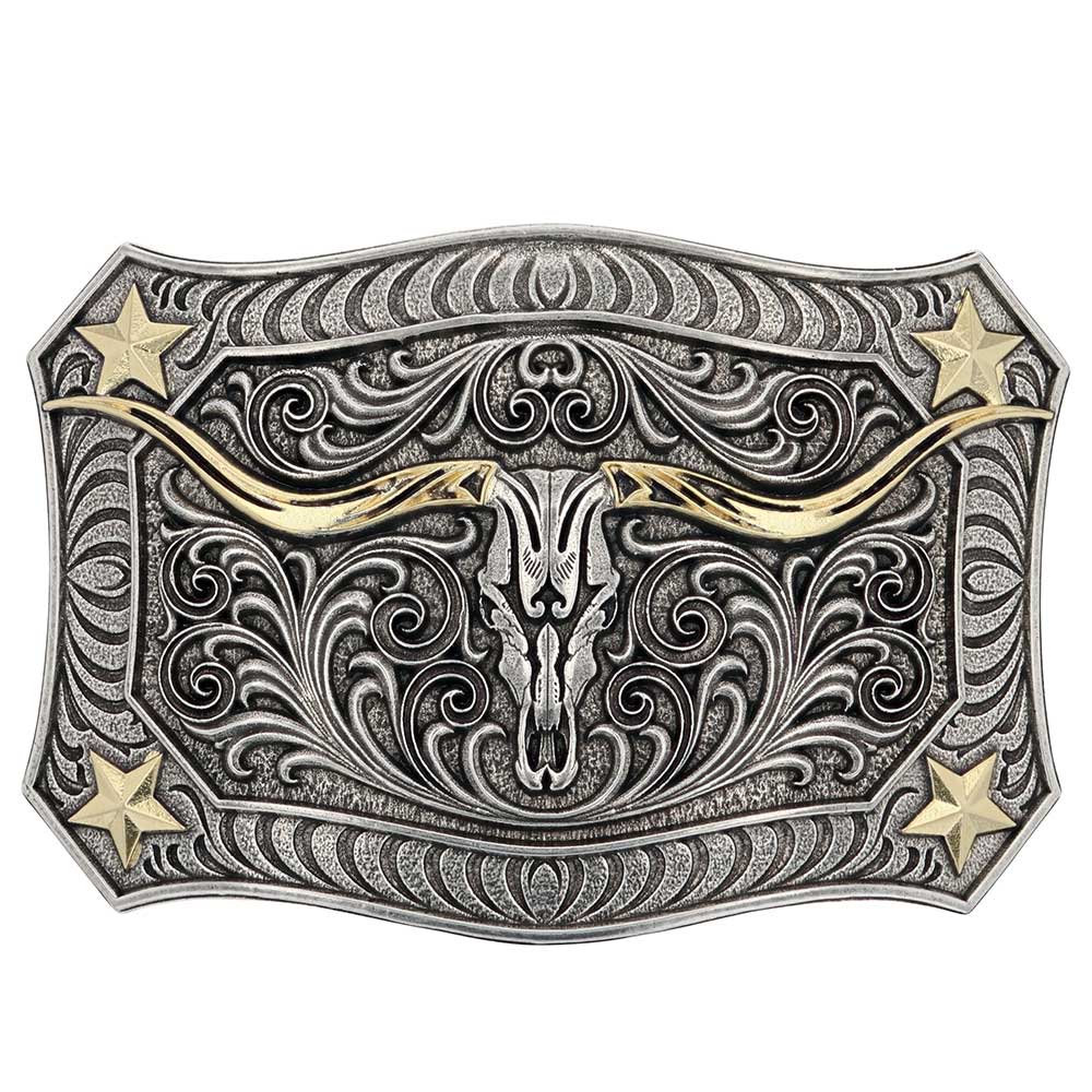 Montana Silversmiths Longhorn Crest Filigree Buckle