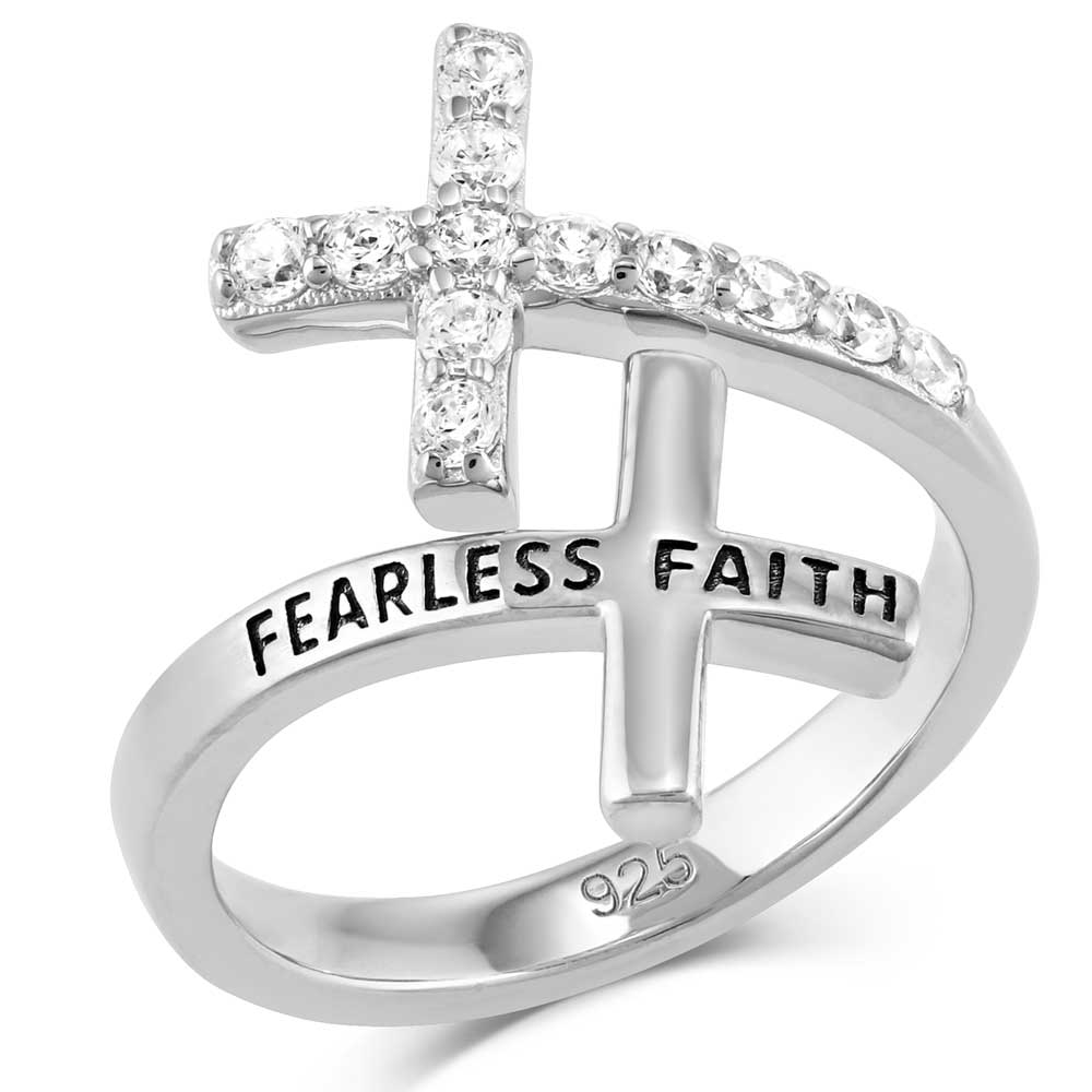 Montana Silversmiths Fearless Crystal Cross Ring