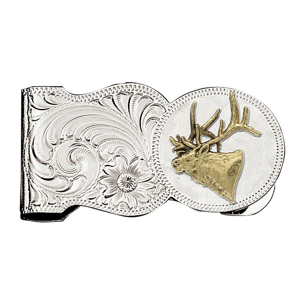 Montana Silversmiths Elk Head Scalloped Money Clip
