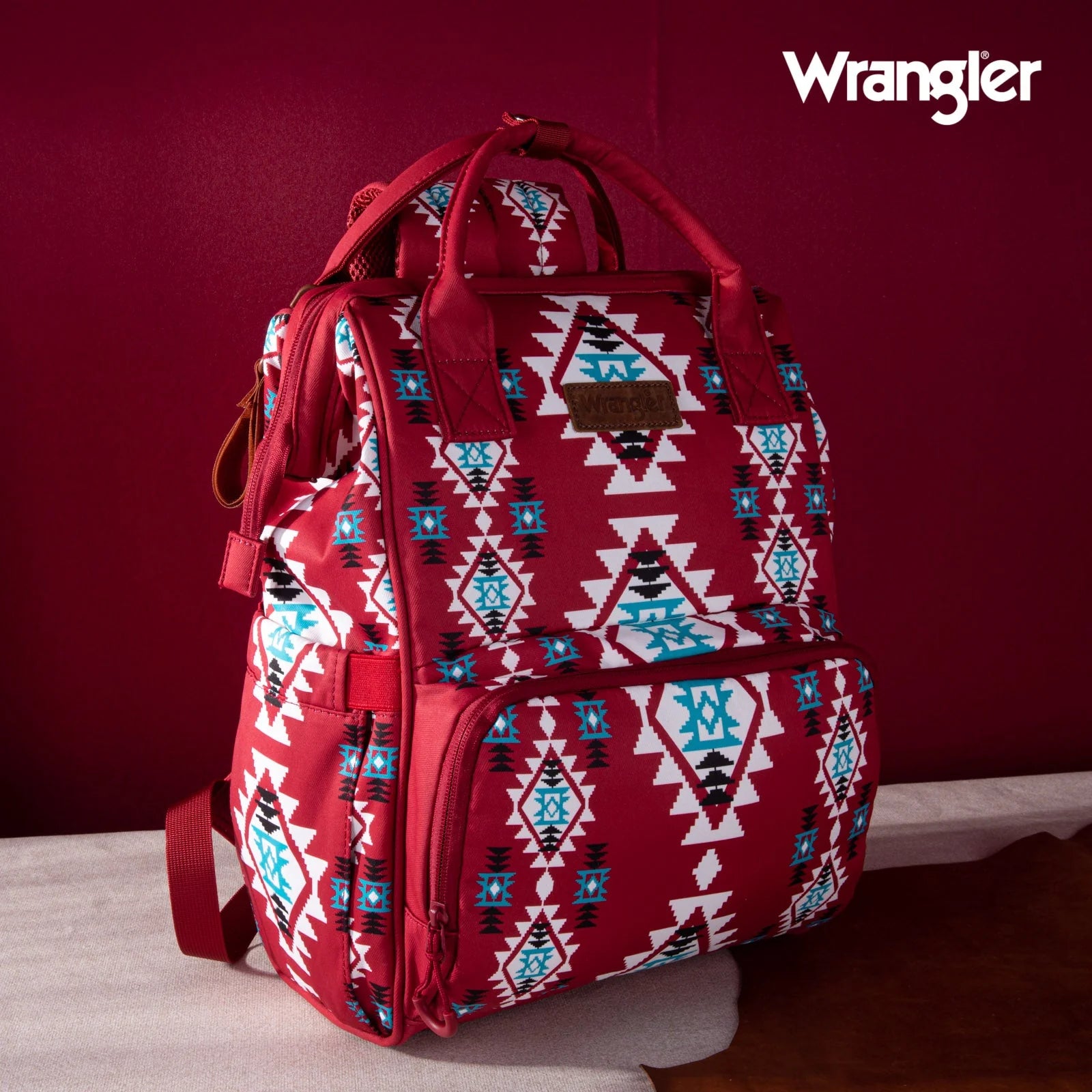 Wrangler Aztec Printed Callie Backpack - Burgundy