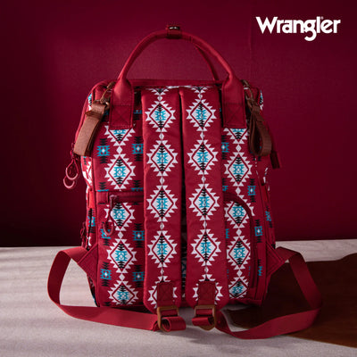 Wrangler Aztec Printed Callie Backpack - Burgundy