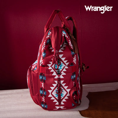 Wrangler Aztec Printed Callie Backpack - Burgundy