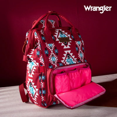 Wrangler Aztec Printed Callie Backpack - Burgundy